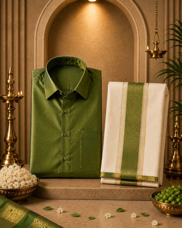 Emerald Heritage Silk Shirt & Dhoti Set Emerald Heritage Silk Shirt & Dhoti Set