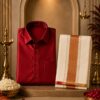 Crimson Heritage Silk Shirt & Dhoti Set