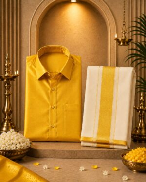 Golden Prestige Silk Shirt & Dhoti Set