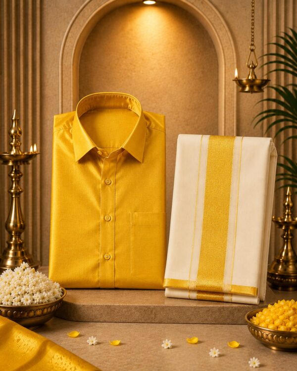Golden Prestige Silk Shirt & Dhoti Set