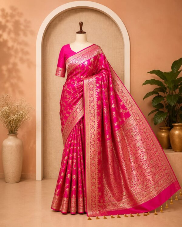 silk pink Rosé Radiance Silk Saree