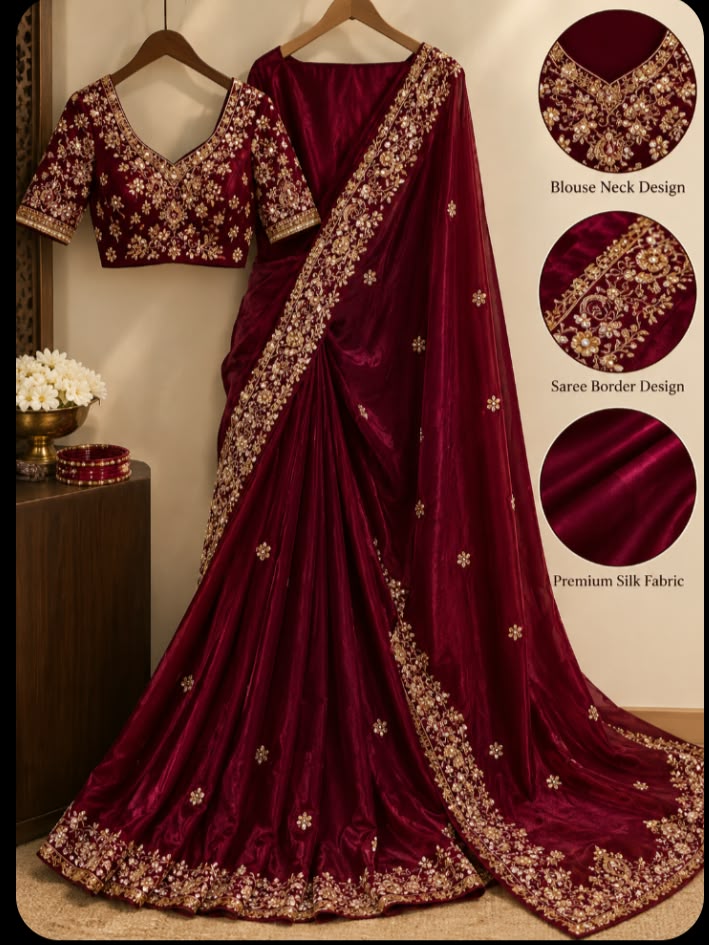 ROYAL BURGUNDY SILK SAREE